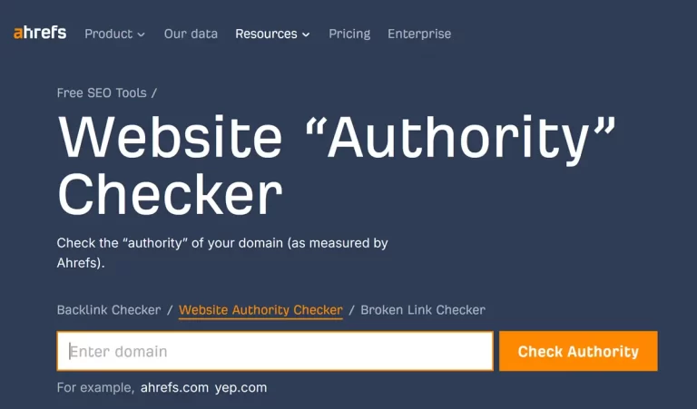 Náhled stránky Ahrefs.com - Website Authority Checker; článek Co je SEO